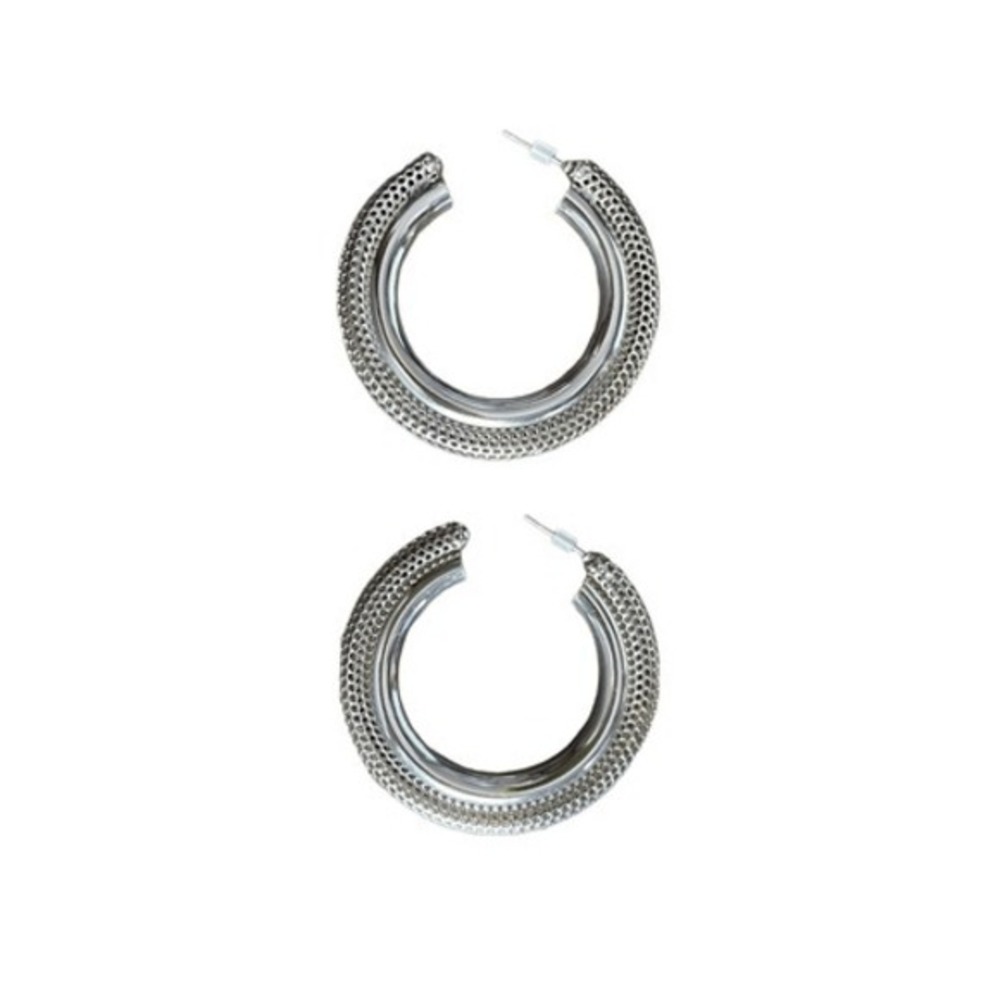 Statement Hoop Earrings Silver Tone Mesh‎ Design Fashion Jewelry